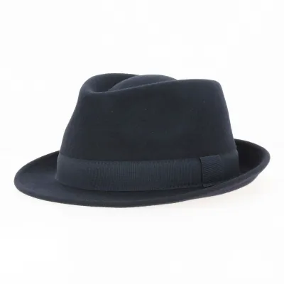 Chapeau Trilby Romans Feutre Laine Marine- Traclet