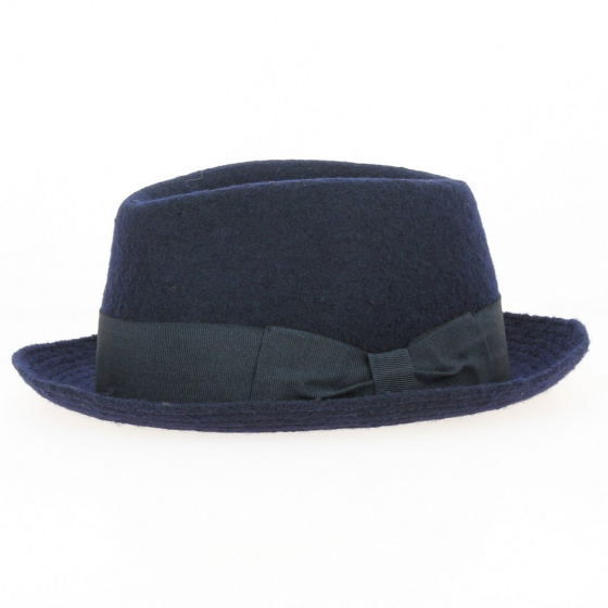 Trilby / Porkpie Hat Navy Wool - Traclet