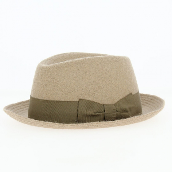 Chapeau Trilby / Porkpie Laine taupe - Traclet