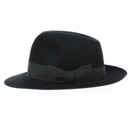 Chapeau Fedora "Open Crow" Feutre Laine Noir - Traclet