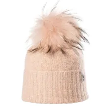 Bonnet Pompon Fourrure Betty Laine Rose pâle - Kristo