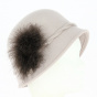 Cloche Hat Sophia Beige Wool Felt - Traclet
