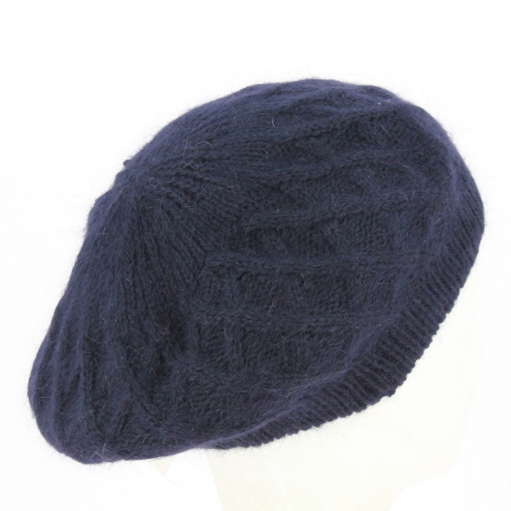 Knitted Angora Navy beret - Traclet