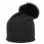 Rasta hat with pompom, real fur, black - Traclet