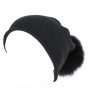 Rasta hat with pompom Black fox fur - Traclet