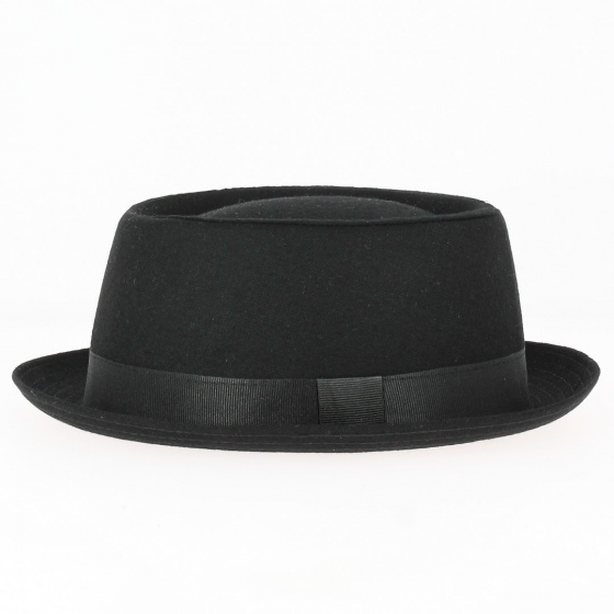 Porkpie Black Wool Hat - Traclet