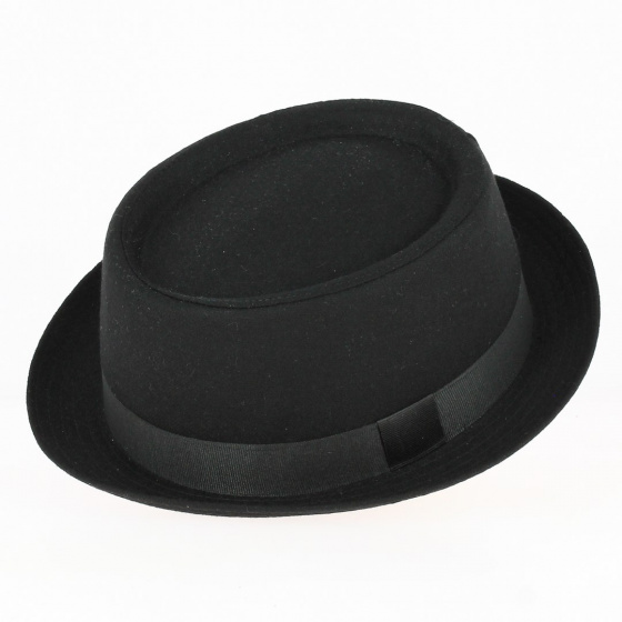 Porkpie Black Wool Hat - Traclet