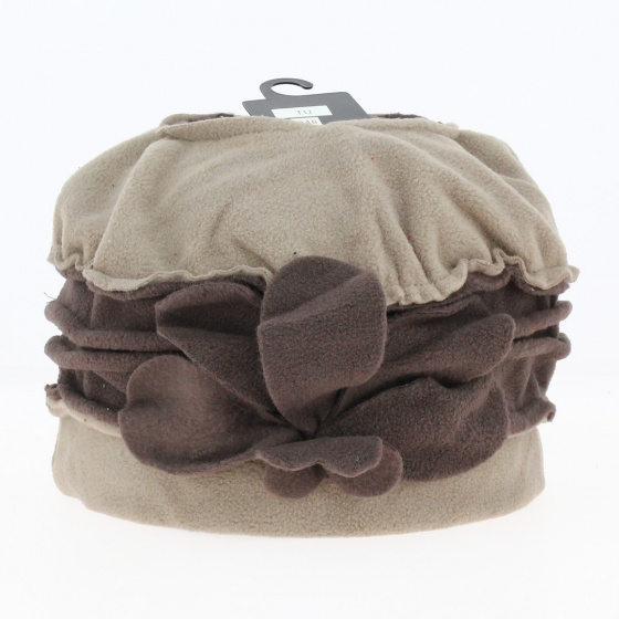Annecy beige and brown fleece women's toque - Traclet