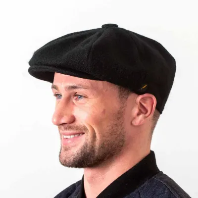 Casquette Irlandaise Gatsby Barco Laine Noire - Hatman