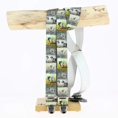 Bretelles Chasseur Motif chien & canard réaliste- Traclet