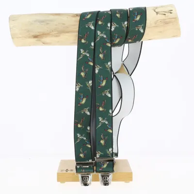 Bretelles Chasse Motif Faisan Verte -Traclet