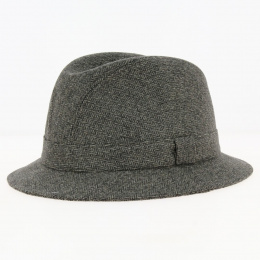 Gray Herringbone Tweed Fabric Hat - Traclet