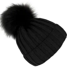 Perla Black Pompon Beanie -Traclet