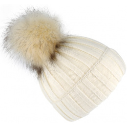 Perla Cream Pompon Cap -Traclet