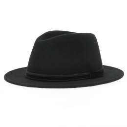 Black Wool Felt Ambierle Fedora Hat - Traclet