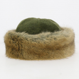Green fleece Marmot hat & brown faux fur - Traclet