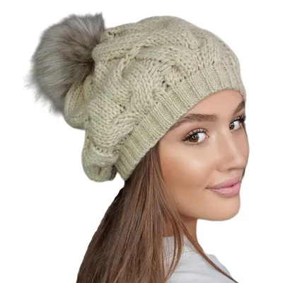 Bonnet Femme à Pompon Zita Beige  - Traclet réf 17485