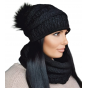 Pom Pom Beanie & Liana Snood Set Black - TRACLET