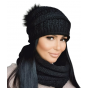 Liana Beige Bonnet Pompon & Snood Set - TRACLET