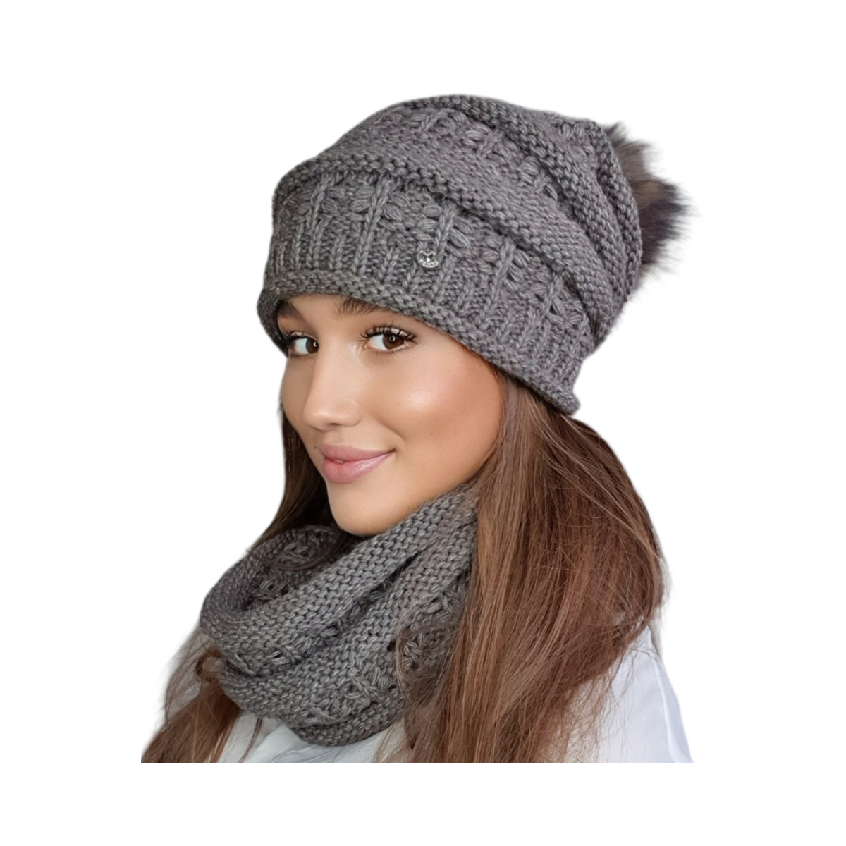 Bonnet Pompon & snood set Liana Taupe - TRACLET Referencia : 17494 ...