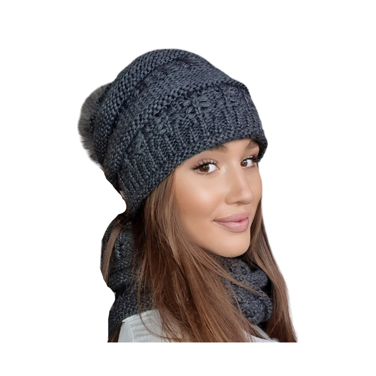 Conjunto de gorro, pompón y redecilla Liana Gris - TRACLET Referencia ...