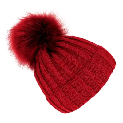Perla Red Pompon Hat - Traclet