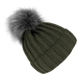 Perla Olive Pom Pom Beanie - Traclet
