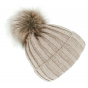 Perla Beige Pompom Beanie - Traclet