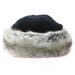 Marmotte hat black fleece & gray faux fur - Traclet