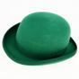 Emerald Green Wool Felt Melon Hat - Traclet