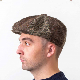 Irish Gatsby Cap Brown and Green Herringbone Wool - Hatman