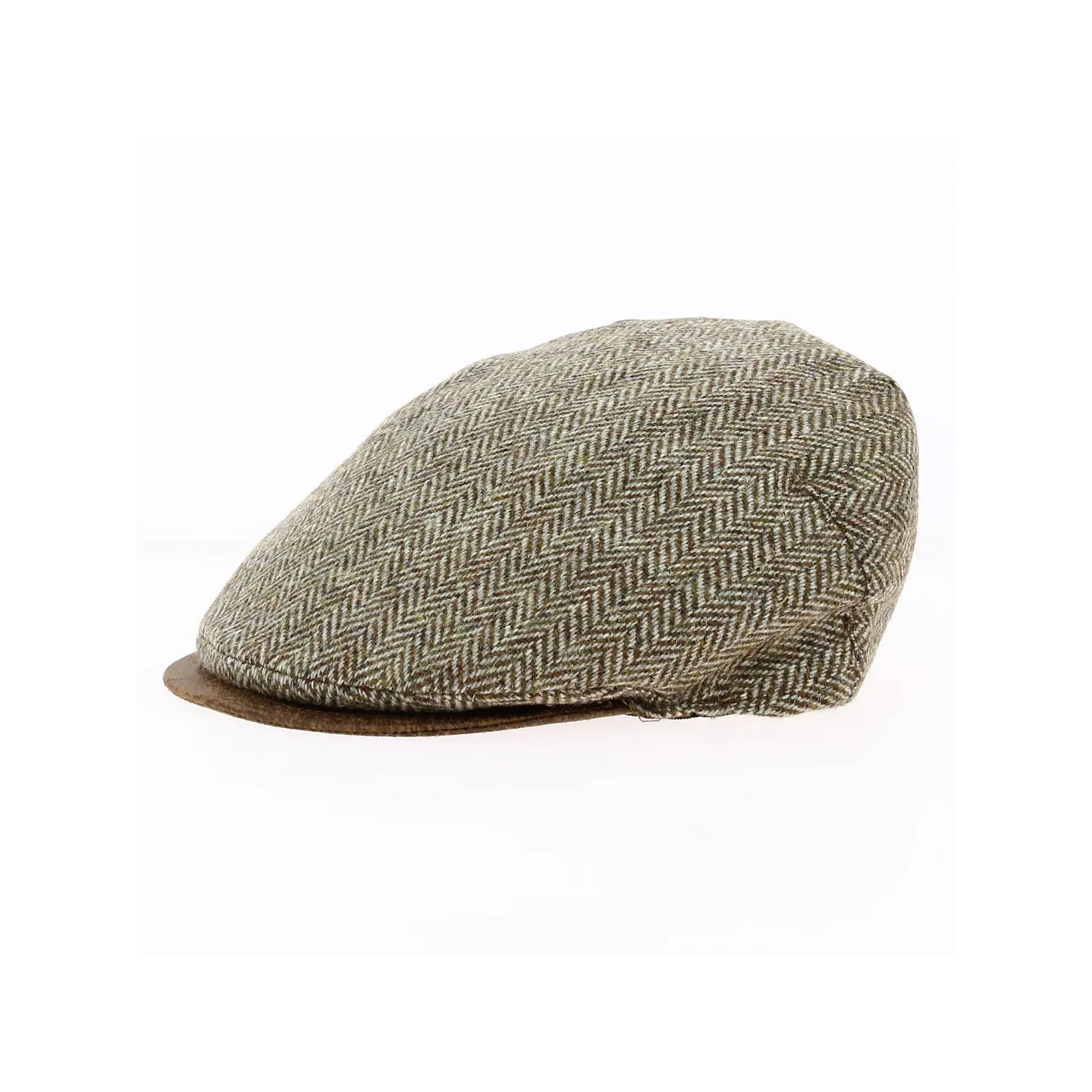 Flat beige herringbone cap with brown peak - Traclet
