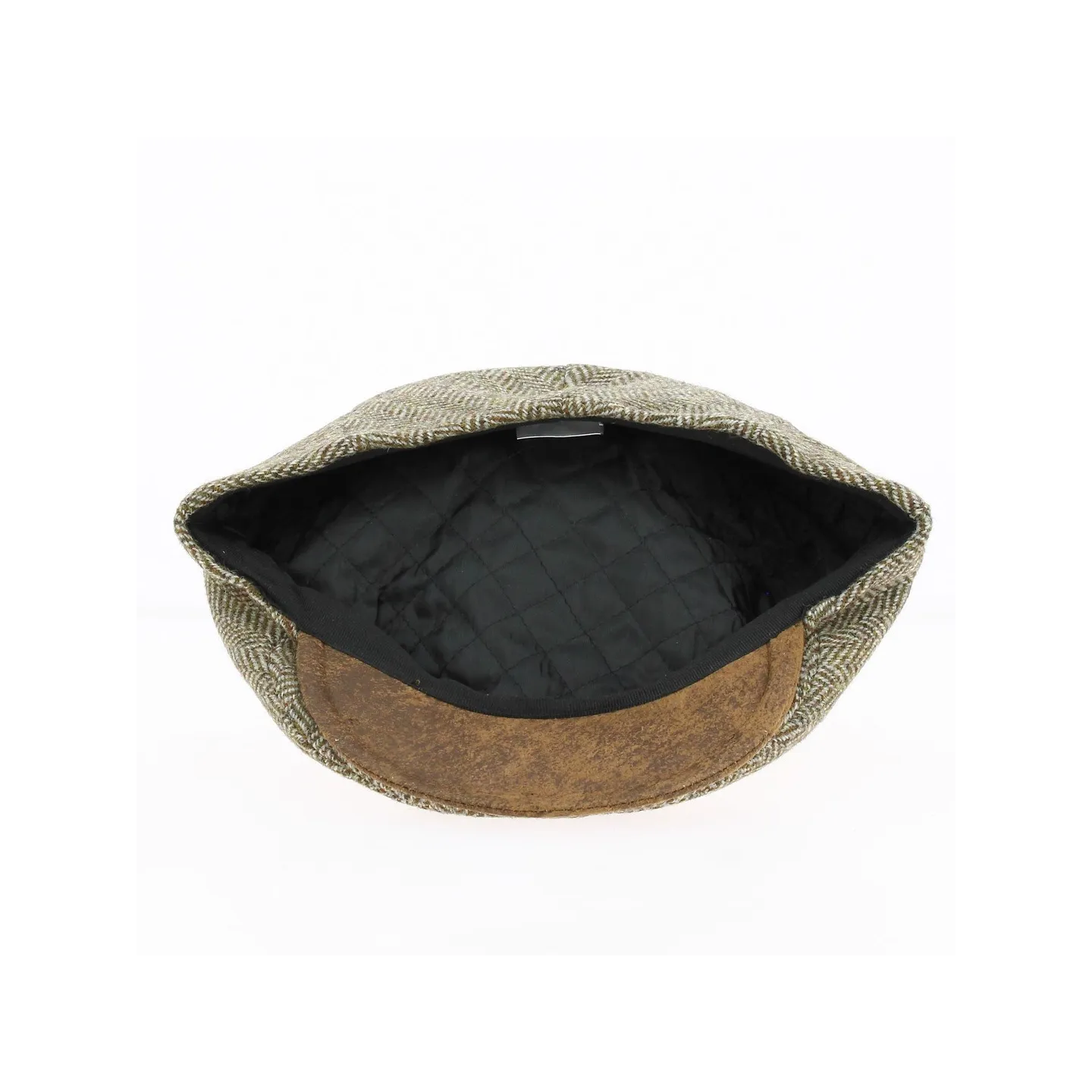 Flat beige herringbone cap with brown peak - Traclet