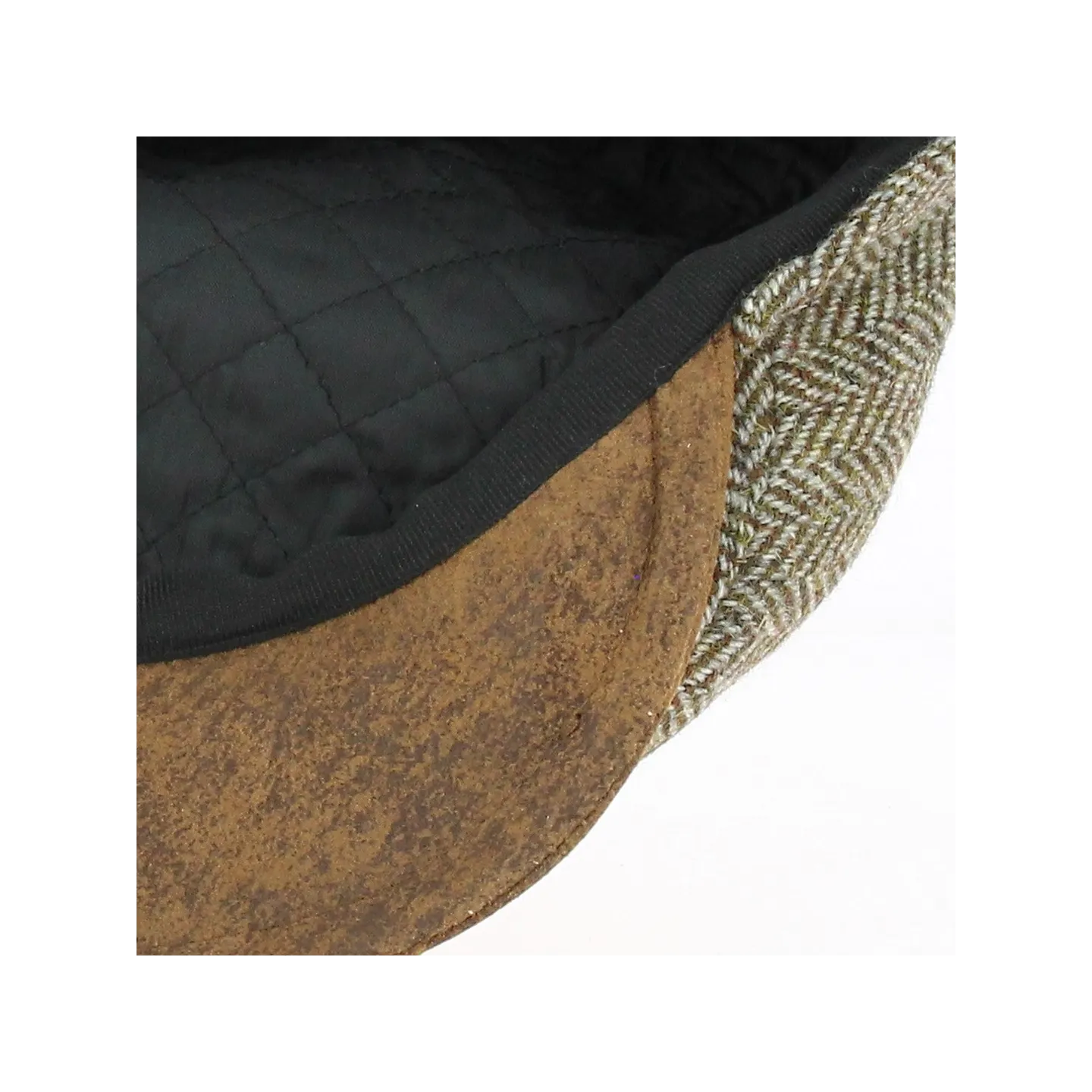 Flat beige herringbone cap with brown peak - Traclet