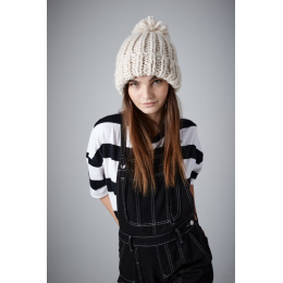 Ecru Oversized Pompom Beanie - Beechfield