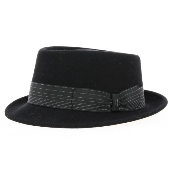 Chapeau Porkpie Jones Feutre Laine Noir- Traclet Chapeau Porkpie Jones Feutre Laine Noir- Traclet