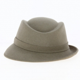 Beige Asymmetrical Trilby Hat - Traclet