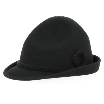Chapeau tyrolien Feutre Laine Noir - Traclet