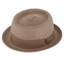 Chapeau Pork Pie Paille Racou Taupe - Traclet