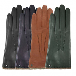 Women's Leather Gloves Cashmere Lined Cognac - Isotoner