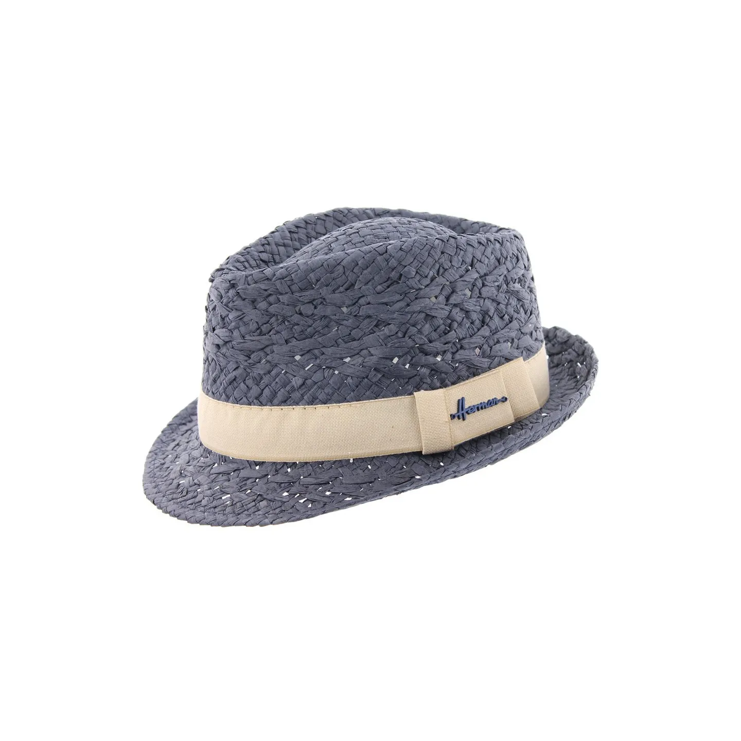 Chapeau Trilby James Paille Papier Bleu