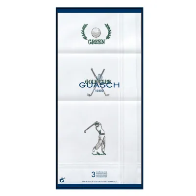 3 X White Cotton Golf Handkerchiefs - Traclet ref 17609