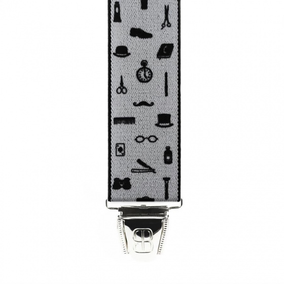 Grey Fancy Suspenders with Black Patterns - Traclet Grey Fancy Suspenders with Black Patterns - Traclet