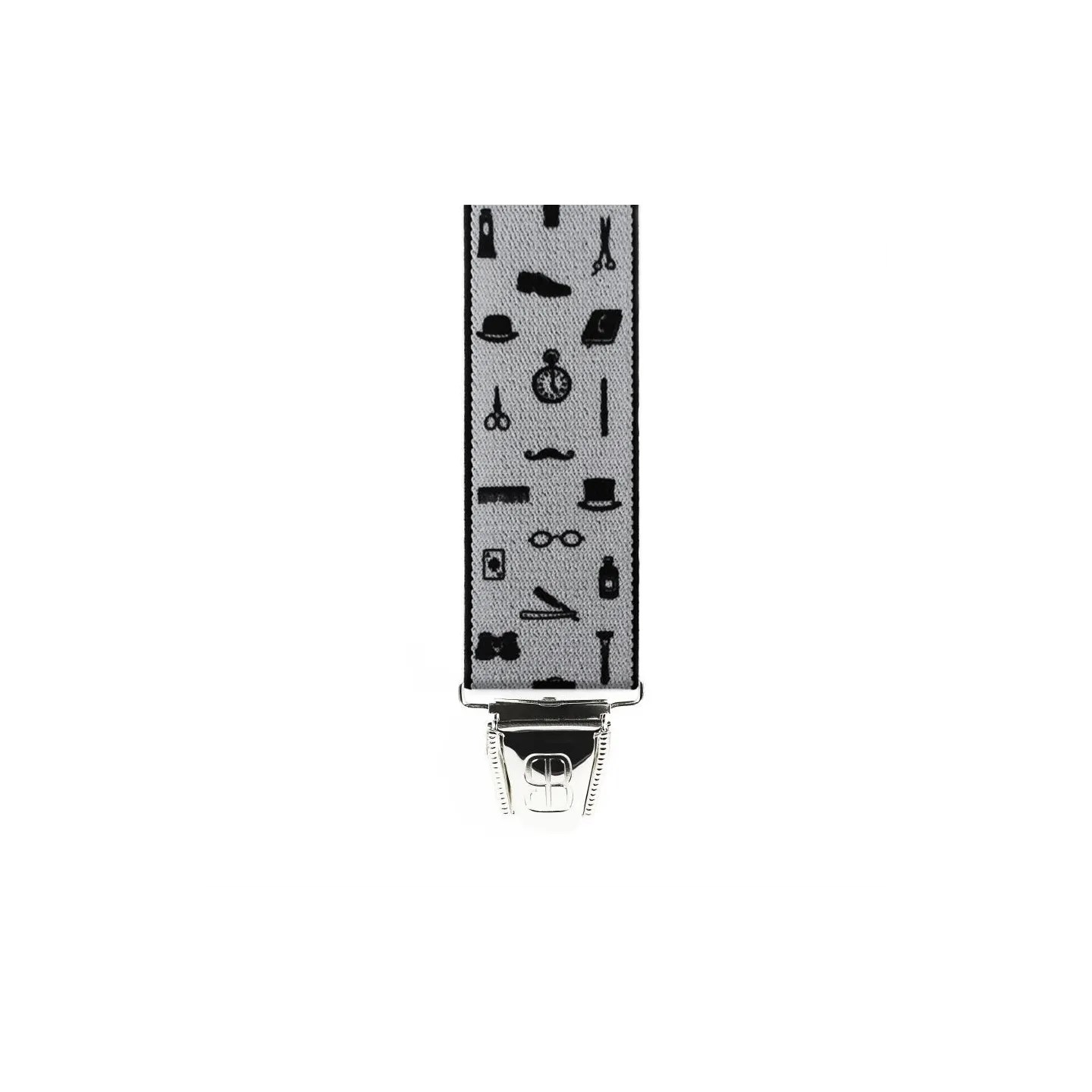 Bretelles Fantaisie Grise Motifs Noir - Traclet   Reference : 11412 | Chapellerie Traclet