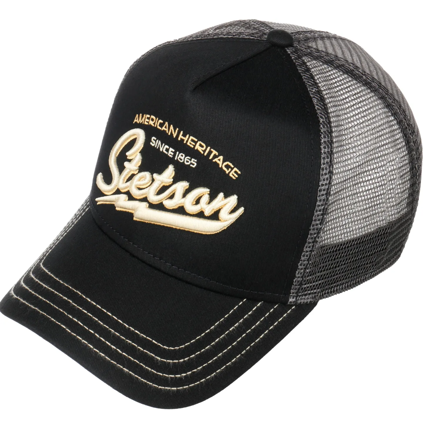 Black American Heritage Trucker Baseball Cap - Stetson Reference: 11053 | Traclet Hat Shop