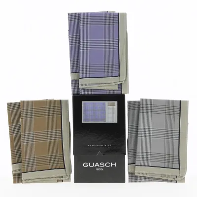 6 Colored Checkered Cotton Handkerchiefs - Traclet Reference: 17649