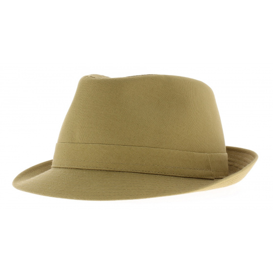 Beige trilby hat