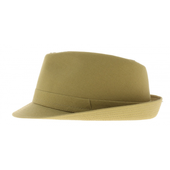 Beige trilby hat
