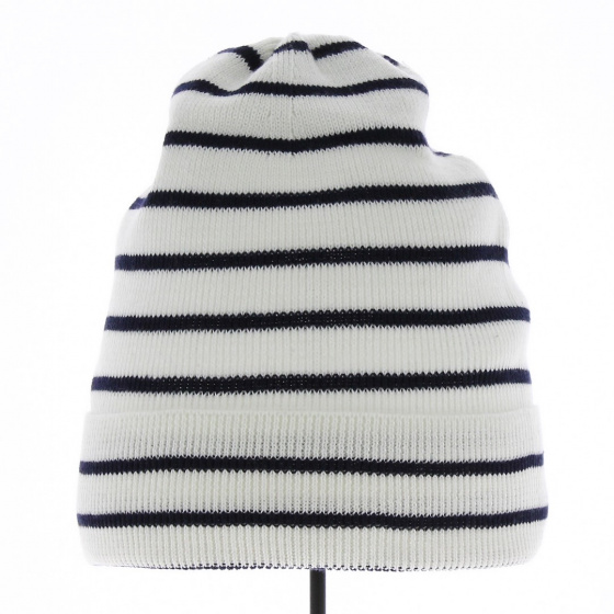 Ecru and navy blue sailor hat - Kopka