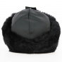 Marmotte toque in black imitation leather & black faux fur - Traclet